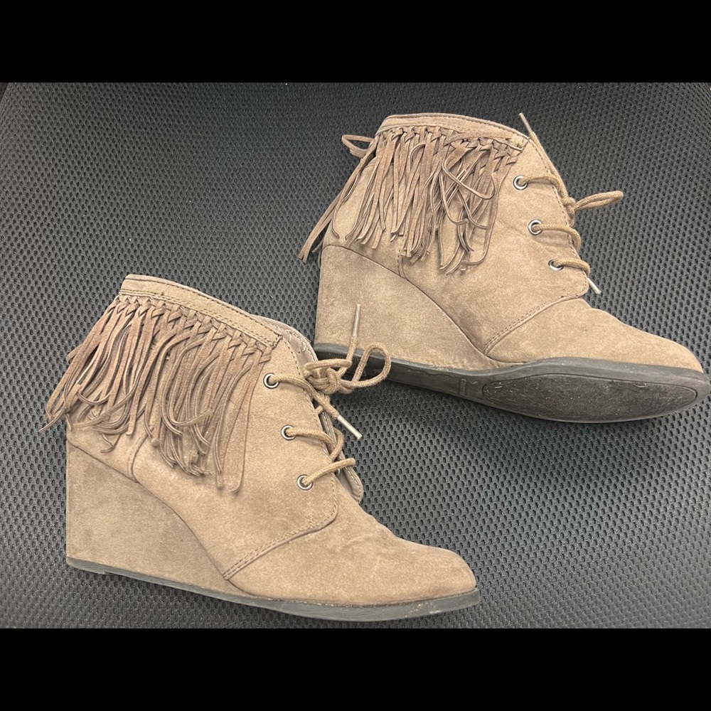Sugar Wedge Boots With Fringe
